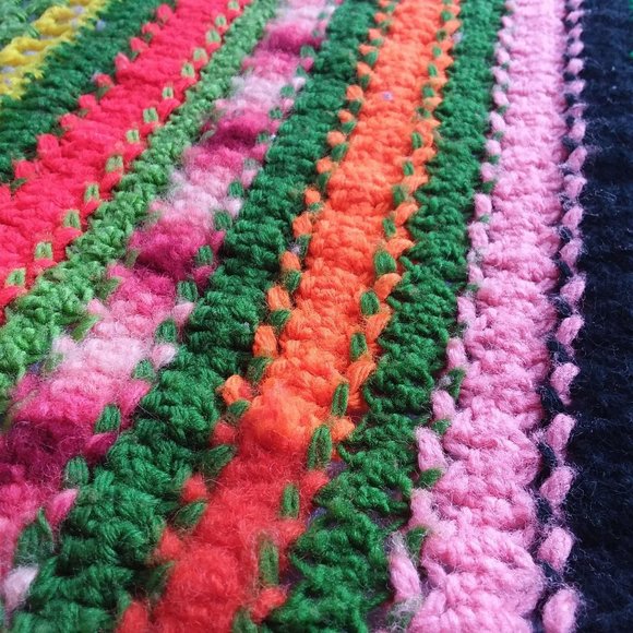 Vintage Crochet Baby Hand Made Quilt Granny Square - Picture 3 of 10